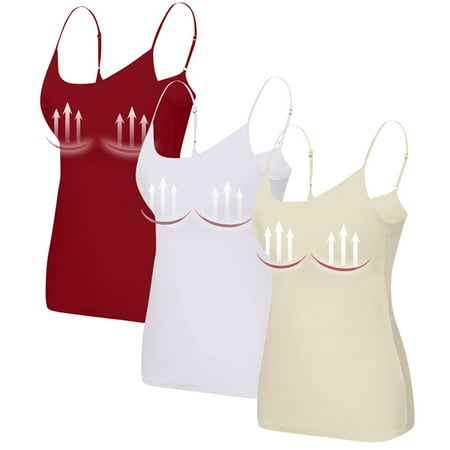 Alitao Camisole Tops Workout Tops Women s Summer Tops 2025 Tank Top Yoga Gym Sleeveless Camisole Plus Size Underwear With Chest Pad S 6XL Cotton Shirts Summer Tops Watermelon Red L