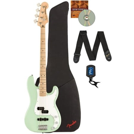 Fender Squier Affinity Precision Bass PJ - Surf Green Bundle with Gig Bag, Tuner, Strap, and Austin Bazaar Instructional DVD