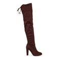 thumbnail image 2 of New Women Wild Diva Amaya-01 Faux Suede Thigh High Drawstring Chunky Heel Boot, 2 of 6