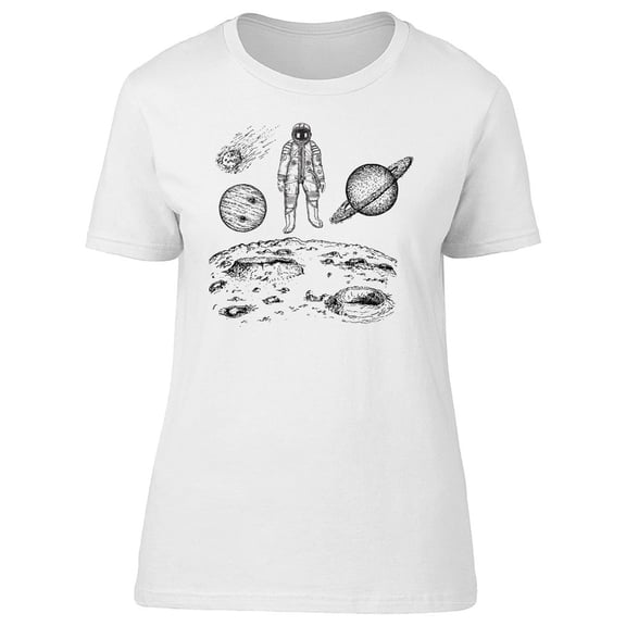 Astronaut With Planets On Moon Tee Women's -Image by Shutterstock