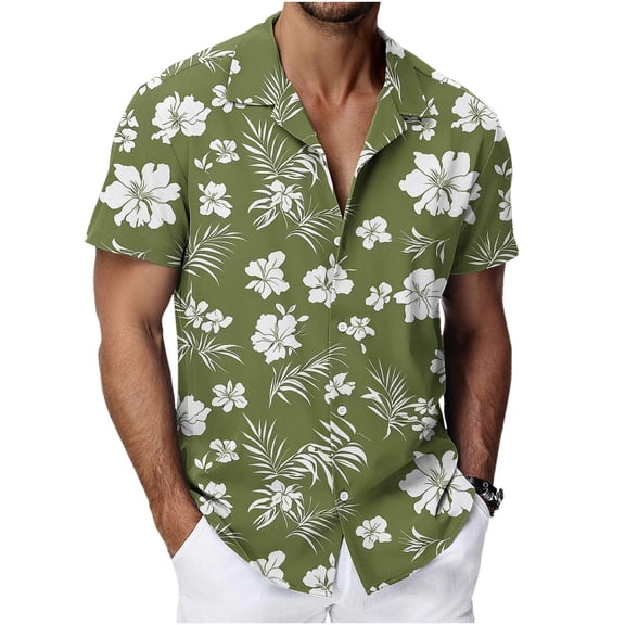 Iyufng Summer Shirts for Men Short Sleeve Hawaiian Shirts Printed Casual Beach Shirts