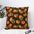 thumbnail image 4 of Pofeuu Orange Pumpkin Print Double-sided plush pillowcase Square Throw Pillow Covers Pillows Cover for Living Room Bedroom Sofa Couch Cushion Cover（No pillow core）-18"x18", 4 of 7