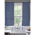 thumbnail image 5 of Navy Blue Striped Semi Sheer Window Curtains 72 Inches Long, Navy Blue White Farmhouse Stripes Rod Pocket Voile Chiffon Curtain Light Filtering Drapes for Living Room, Kitchen, 52"x72", 2 Panels, 5 of 9
