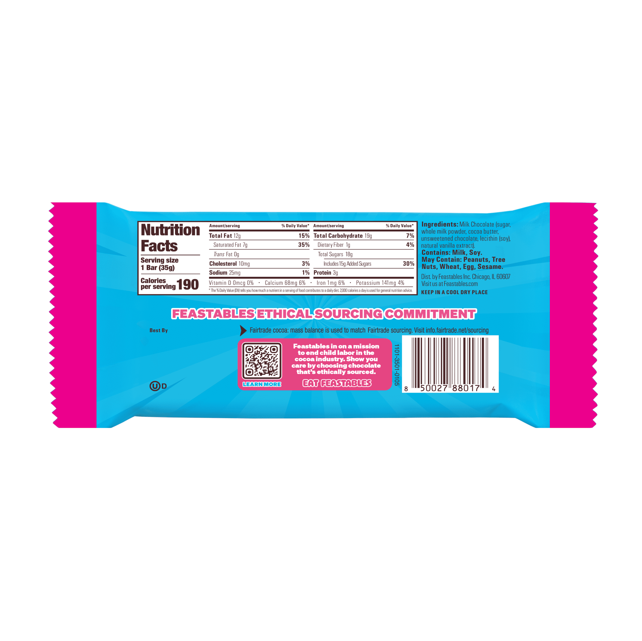 (2 pack) Feastables Mr Beast Milk Chocolate Bar, 1.24 oz (35g), 1 Bar