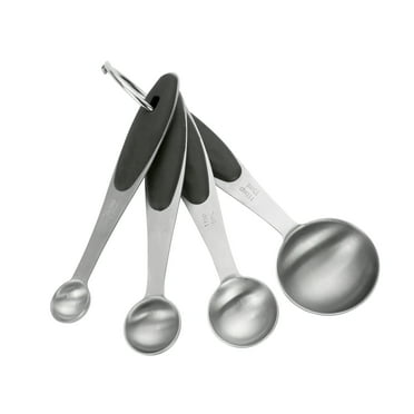 Mainstays 4 Piece Stainless Steel Measuring Spoons on Storage Ring Silver