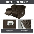 thumbnail image 3 of CJC Velvet Recliner Covers, Stretch Armchair Slipcovers, 6-Piece for Loveseat Reclining Sofa, 2 Seater Recliner Protector, 7 Colors, 3 of 9