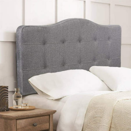 Queen Victoria Gravy - Headboard fabric upholstered queen size tufted modern head board with linen heavy duty button In Gray