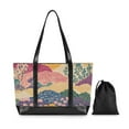 thumbnail image 7 of FORMRS Canvas Laptop Tote Bag for Women with 15.6" Computer Compartments Shoulder Handbag, Green Floral Wave, 7 of 7