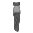 thumbnail image 4 of cllios Women's Summer Solid Strapless Long Dress Beach Split Dress Party Club Dresses for women, 4 of 5