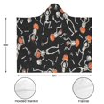 thumbnail image 3 of Wearable Blanket,Skeleton Pumpkin Halloween Pattern Hooded Wearable Sherpa Blanket for Adults & Teens,Winter Poncho Shawl Wrap Cape Thick Warm,50"x60", 3 of 5
