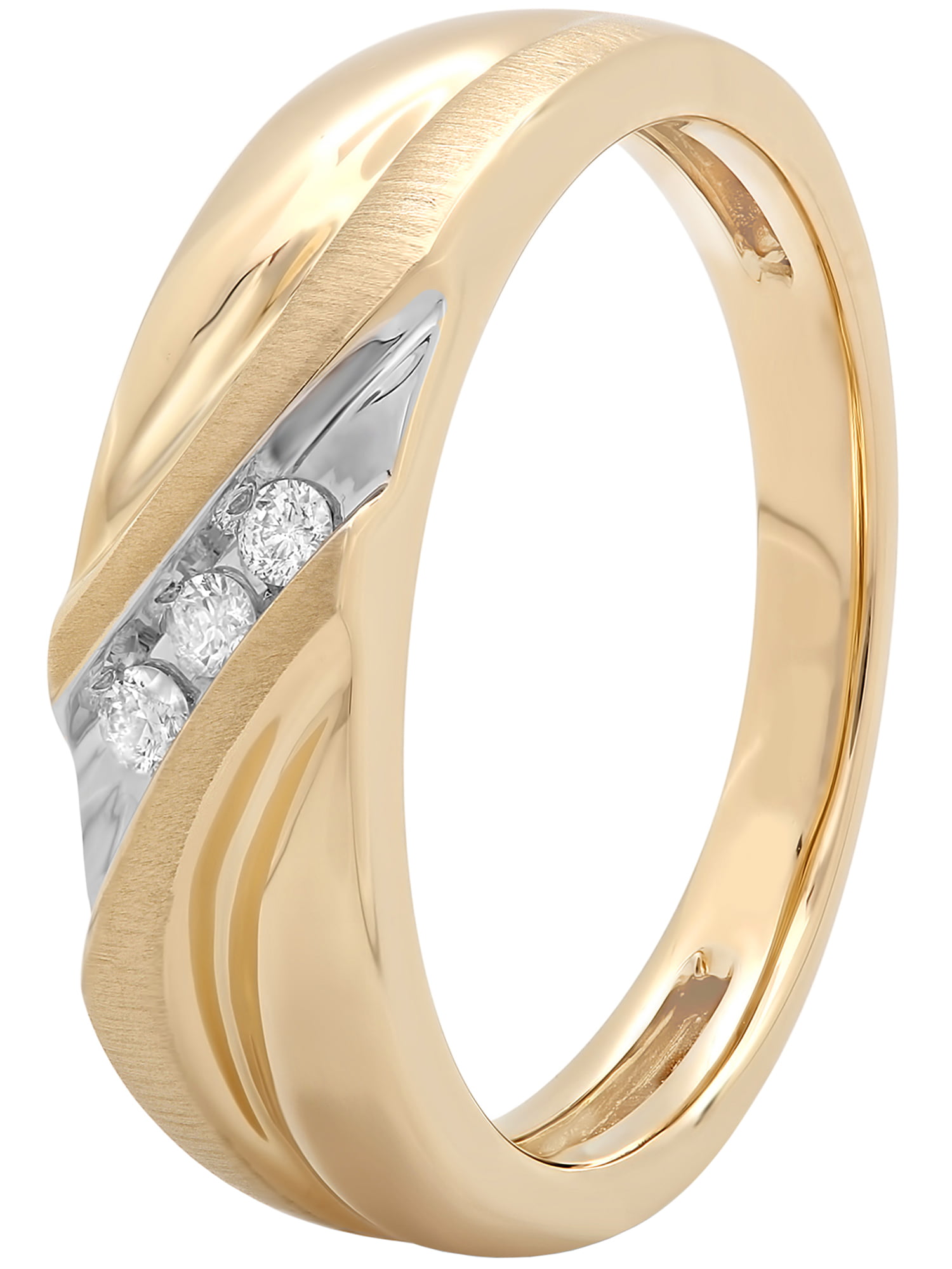 Brilliance Fine Jewelry - Men's 10K Yellow Gold Slant Ring w/ Diamond