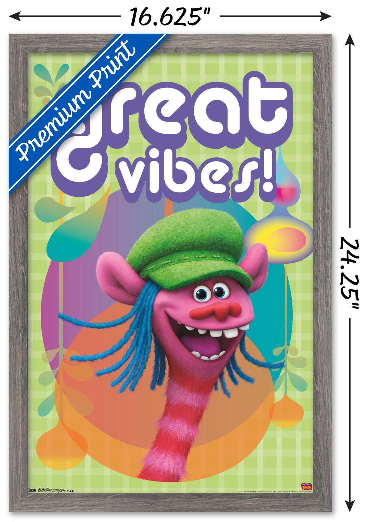 DreamWorks Trolls - Vibes Wall Poster, 14.725" x 22.375", Framed