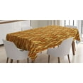 thumbnail image 1 of Yellow Brown Tablecloth, Abstract Continuous Design of Monochrome Mosaic Inspired Waves, Rectangle Satin Table Cover Accent for Dining Room and Kitchen, 60" X 84", Apricot Mustard, by Ambesonne, 1 of 2