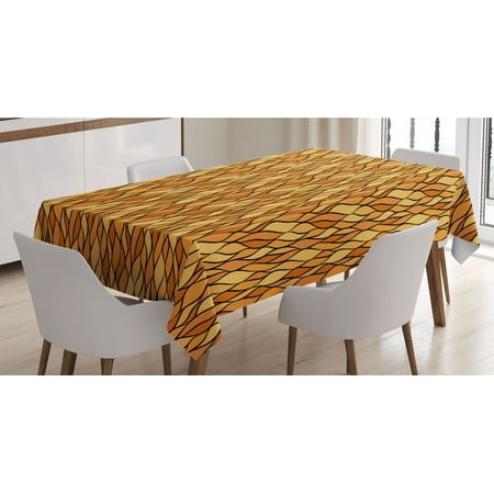 

Yellow Brown Tablecloth Abstract Continuous Design of Monochrome Mosaic Inspired Waves Rectangle Satin Table Cover Accent for Dining Room and Kitchen 52 X 70 Apricot Mustard by Ambesonne