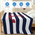 thumbnail image 4 of Navy Blue Striped Cooling Blanket,Lightweight Breathable Summer Throw Blanket with Double Sided Cold Effect,Red Beach Nautical Anchor Ocean Coastal Picnic Blankets Bed Sheet for Hot Sleepers 50"x60", 4 of 8