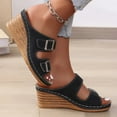 thumbnail image 5 of Guzom 2025 Summer Womens Wide Width Sandals Ladies Wedge Black Slides Beach Open Toe Slippers for Adult Woman Size 6.5 Platform Sandals Shoes, 5 of 7