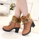 thumbnail image 4 of Zapatos de mujer Punta redonda Color sólido Cordones Cremallera lateral Moda Tacones altos Invierno Felpa Botines cálidos Wmkox8yii  hfjk1493, 4 of 5