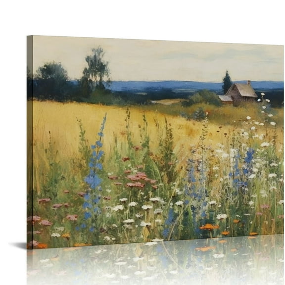 ALEPADNF Canvas Wall Art for Bedroom - Large Oversize Living Room Kitchen- Vintage Farmhouse French Country Room Decor - Sage Green Botanical Plant Flower Floral Painting Cottagecore 20x16in