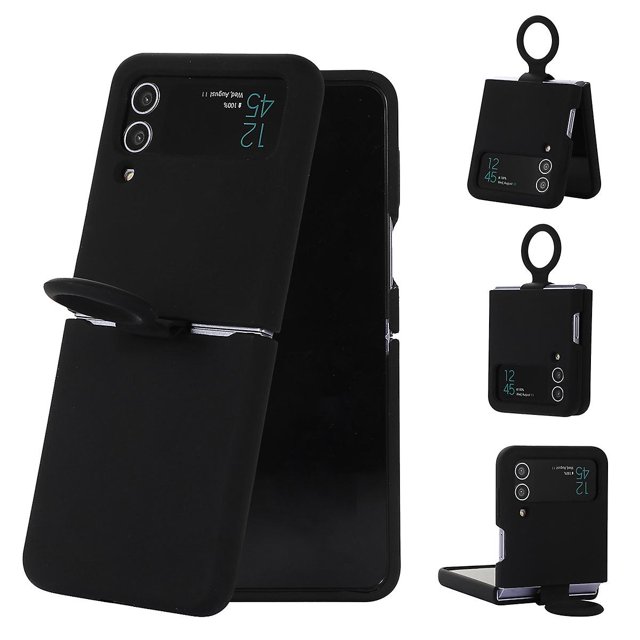 Macaron Liquid Silicone Phone Case Compatible For Samsung Galaxy Z Flip 4 With Ring Holder