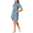 thumbnail image 4 of INSPIRE CHIC Women's Casual Button Front Summer Short Sleeve Dresses L Blue, 4 of 7