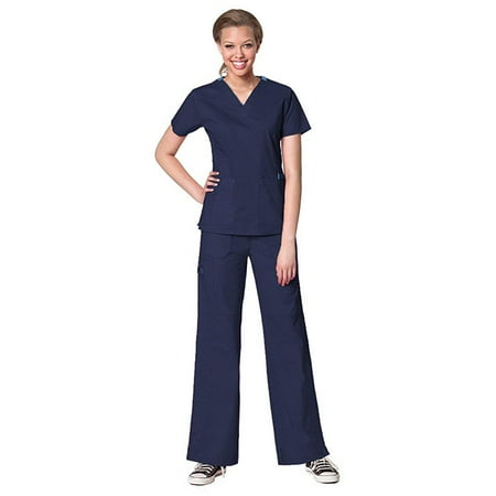 

WonderWink FLEX Women s Scrubs Verity V-Neck Darted Top & Faith Multi-Pocket Cargo Pant Set