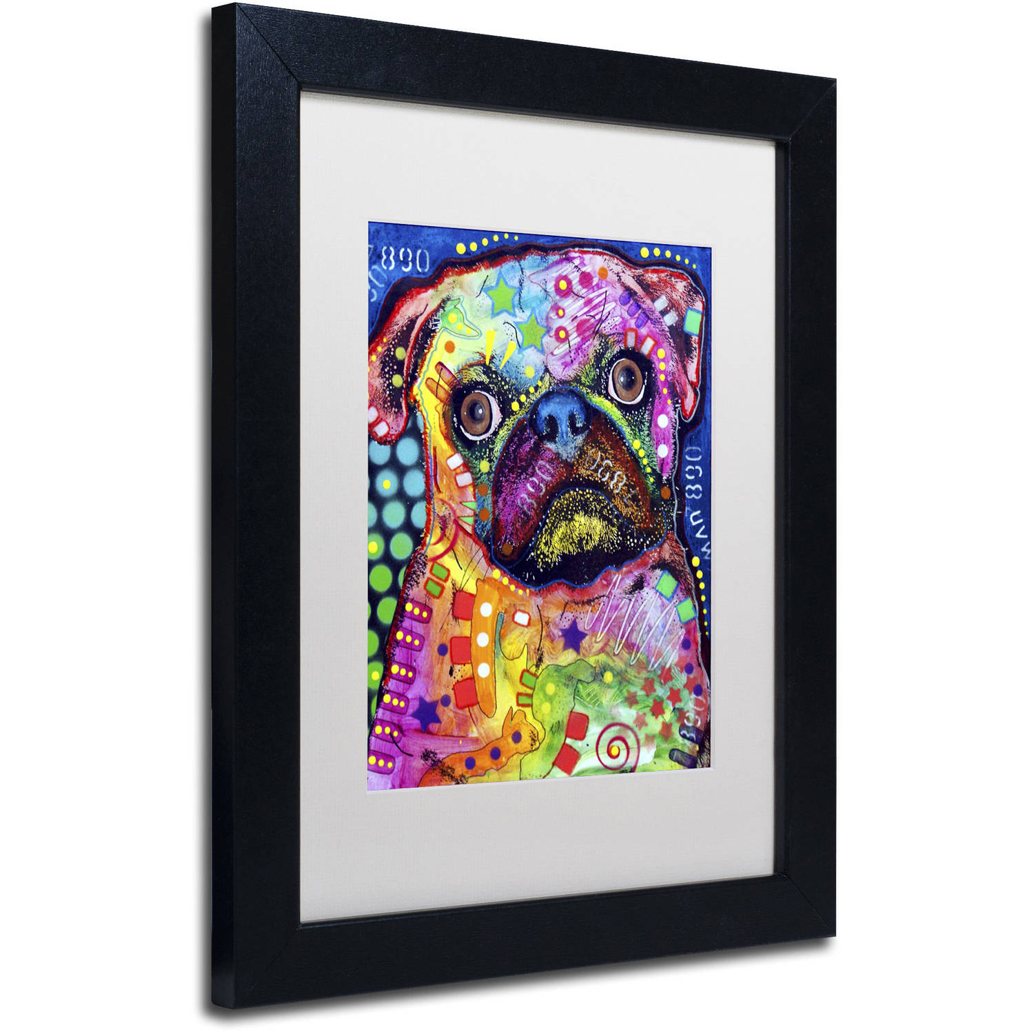 "Pug 92309" Canvas Art by Dean Russo, White Matte, Black Frame