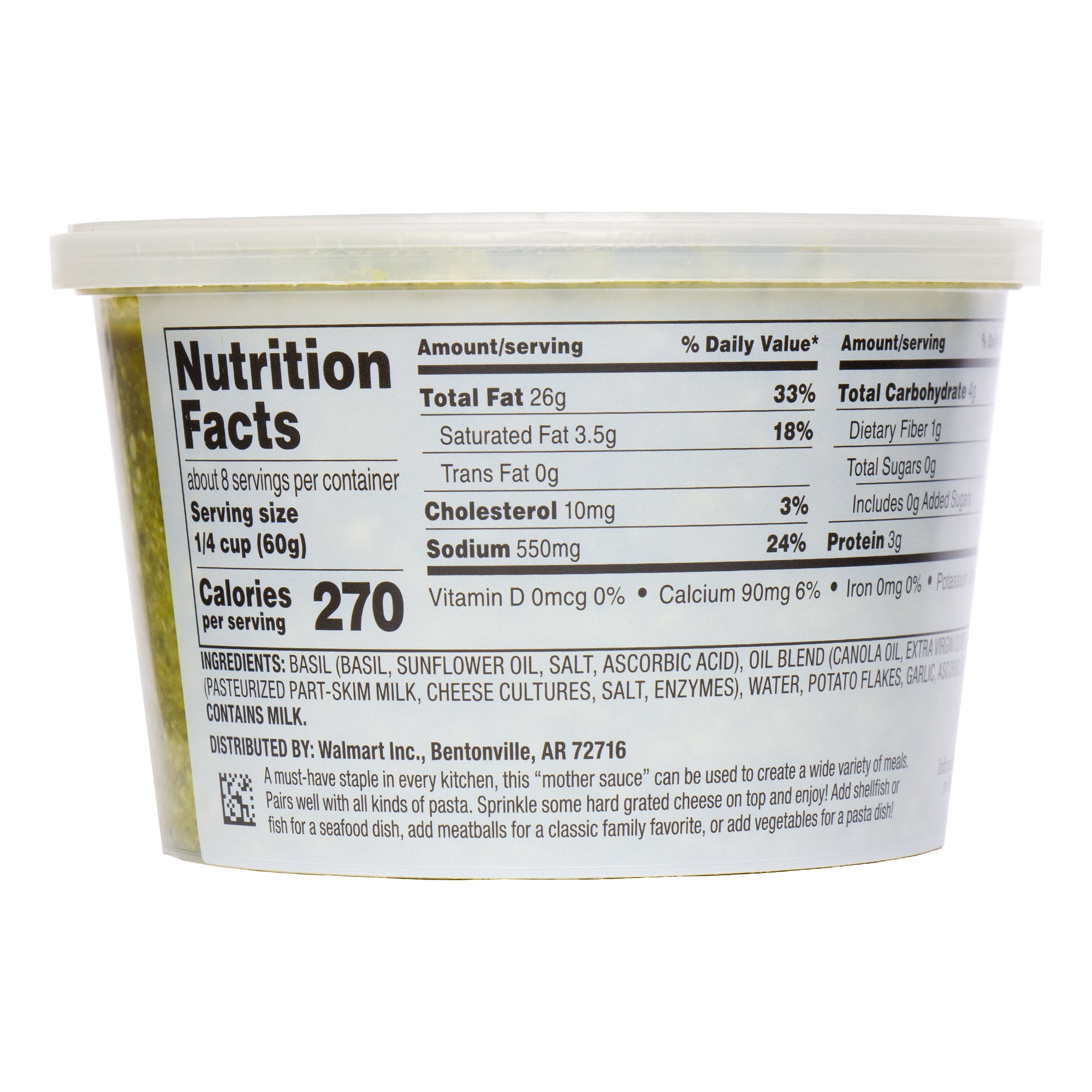Marketside Basil Pesto Genovese Sauce, No Artificial Ingredients, Gluten-Free, 16 oz Refrigerated Tub