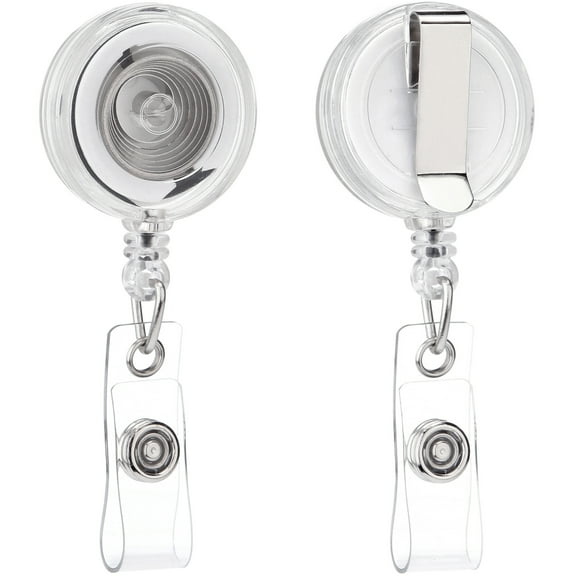 QREEL Retractable Badge Holders, Badge Reels with Belt Clip for ID Cards & Work Badges (10-Pack, Clear)