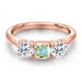 thumbnail image 3 of Gem Stone King 18K Rose Gold Plated Silver Mercury Mist Mystic Topaz and White Topaz Engagement Ring for Women | 1.75 Cttw | Round 5MM | Gemstone November Birthstone | Size 7, 3 of 6