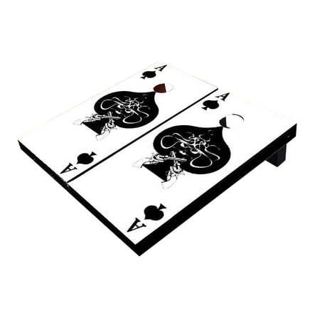 Skip's Garage Ace of Spade White Solid Wood Cornhole Board Set