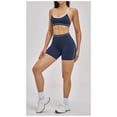 thumbnail image 2 of PISONIC Workout Sets for Women 2 Piece Color Block Strappy Sports Bra High Waist Shorts Gym Yoga Pilates Outfits, 2 of 6