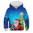 thumbnail image 2 of Sudadera con capucha con estampado de Papá Noel y árbol de Navidad de dibujos animados para niños, divertida, para primavera y otoño, informal, de manga larga, 2 of 5