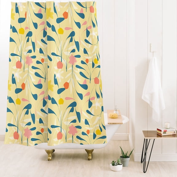 Society6 Mirimo Spring Sprouts Yellow Shower Curtain 71" x 74"