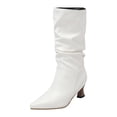 thumbnail image 6 of Slouchy Boots for Women Pointed Toe Kitten Heels Wide Calf Pull on Fashion Fall Winter Dress Mid Calf Booties, 6 of 6