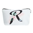 thumbnail image 1 of Unique Bargains Personalized Makeup Bag R Letter Purse Small Cosmetic Bag Zipper Monogrammed Makeup Bag Pouch White, 1 of 7