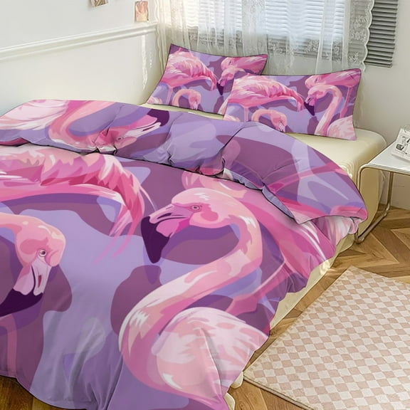 Flamingo Bedding Set with Zipper Closure for Girls & Boys