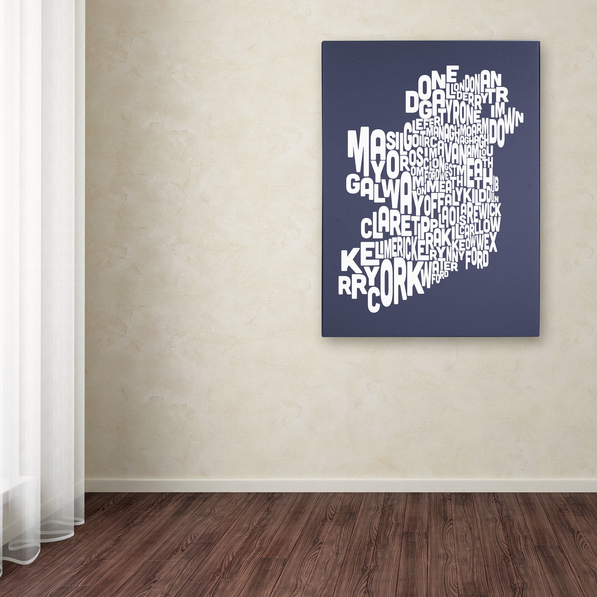 Trademark Art 'SLATE-Ireland Text Map' Canvas Art by Michael Tompsett