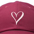 thumbnail image 2 of DALIX Hand Drawn Heart Hat Womens Embroidered Baseball Cap in Maroon, 2 of 6