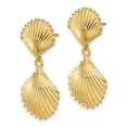 thumbnail image 6 of 14k Yellow Gold Polished Scallop Shell Dangle Earrings, 6 of 7