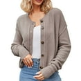 thumbnail image 2 of Cardigan Sweaters for Women Long Sleeve Button Round Neck Loose Fit Knitted Sweater Jacket Womens Cardigan Sweaters, 2 of 6