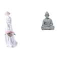 thumbnail image 1 of Figura de Buda de con dama y mono, estatua moderna de niña nórdica con escultura para estante, escritorio, hotel, patio, decoración de armar, 1 of 8