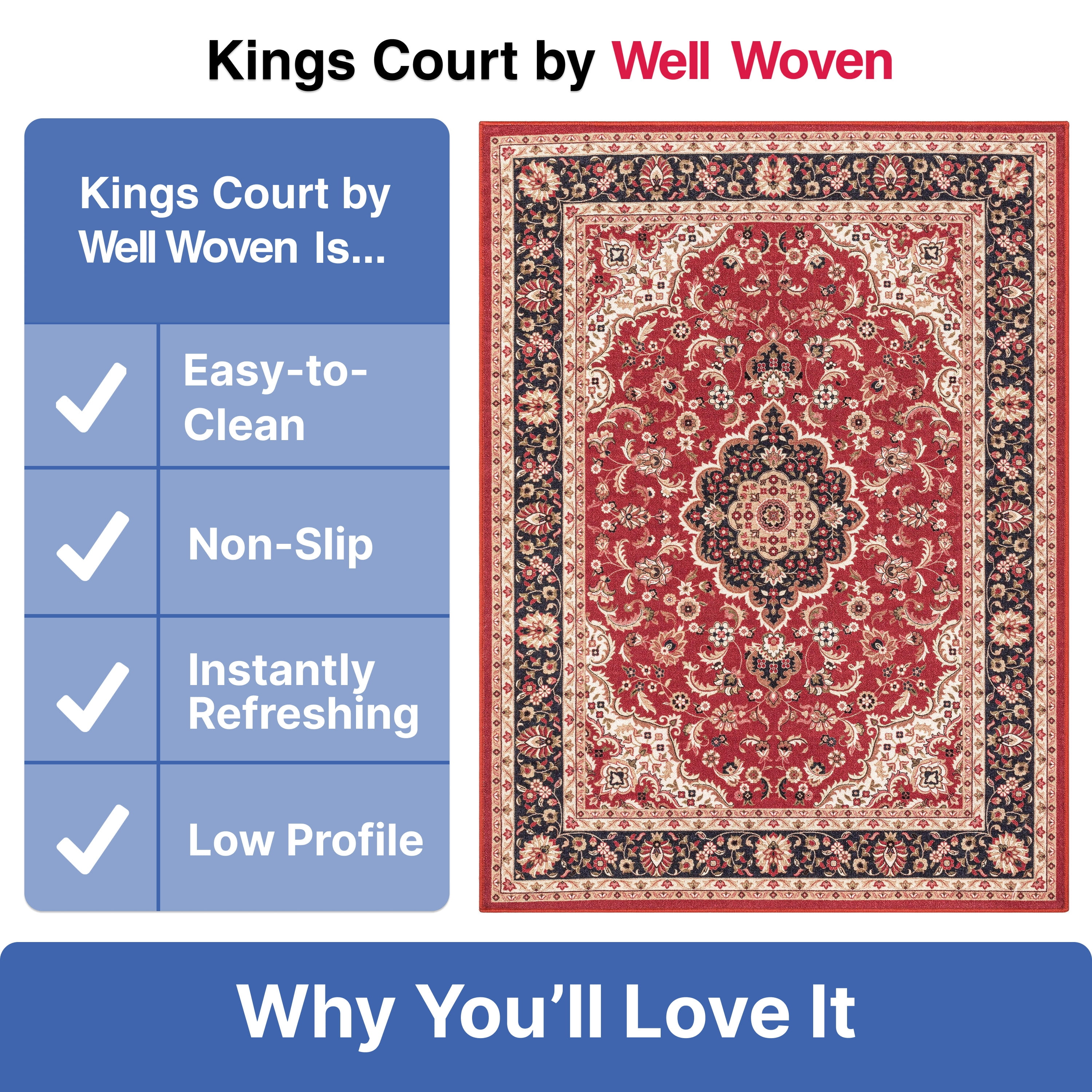 Well Woven Kings Court Gene Traditional Medallion Persian Red 3'3" x 4'7" Area Rug
