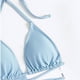 thumbnail image 5 of Traje de baño para mujer, traje de baño de cuatro piezas, bikini liso con vendaje, push-up, acolchado, traje de baño, conjunto de ropa de playa, trajes de baño para mujer, 5 of 5
