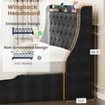 thumbnail image 6 of Queen Size Bed Frame with 4 Storage Drawers & Charging Station, Upholstered Button Tufted Platform Bed with Storage Wingback Headboard, No Box Spring Needed, Easy Assembly, Black, 6 of 7