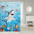 thumbnail image 2 of Erosebridal Cartoon Shark Shower Curtain 72"x72" Fish Bath Curtain Sea Ocean Underwater World Bathroom Shower Curtain Set Marine life Sealife Bathroom Accessories, 2 of 5