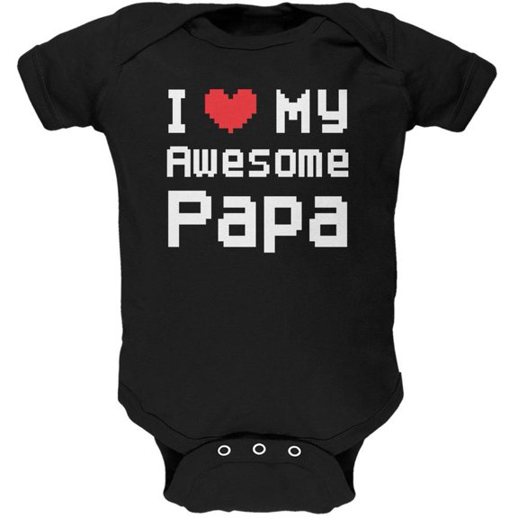 I Heart My Awesome Papa 8 Bit Pixel Black Soft Baby One Piece - 9-12 months