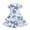Blue Leaf Pattern, variant on Rabbit with Clovers Girls Casual Short Sleeve Dress Polyester Stretchy Soft Knit 2-14 Years Old Short Sleeve Summer Dress for Kids