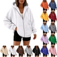 thumbnail image 4 of Zip Hoodies for Women Casual Long Sleeve Drawstring Sweatshirt 2026 Fall Fashion Oversized Outfits Clothes, 4 of 7