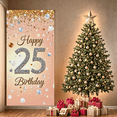 thumbnail image 5 of Pink Glittery 25th Birthday Banner with Star and Confetti Elements Background Party Supplies Photography Props Birthday Decoration Backdrop Happy Birthday Party Decorations, 5 of 6