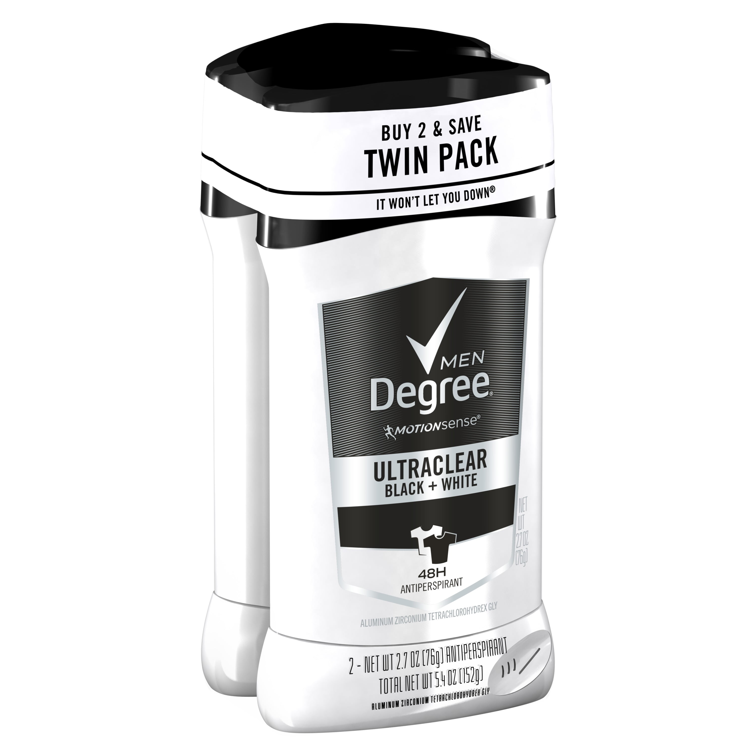 Degree Men Ultraclear Black + White 72-Hour Antiperspirant & Deodorant - 2.7oz/2pk